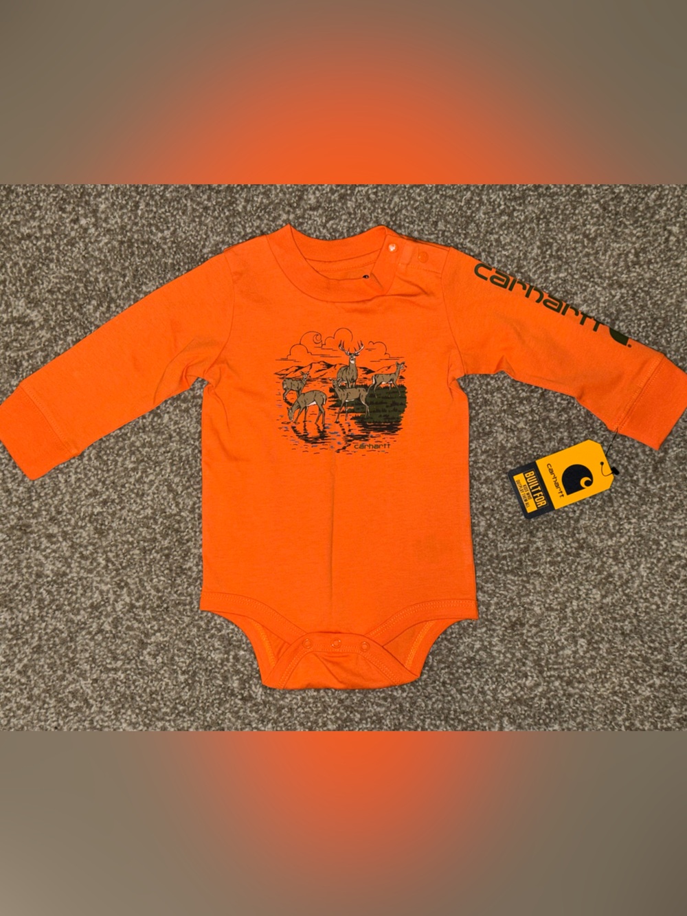 Carhartt Bright Orange Kids' Graphic Long-Sleeve Bodysuit